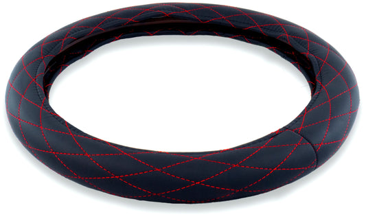 Semi Truck 18" Diamond/Black Red Stitching Steering Wheel Cover