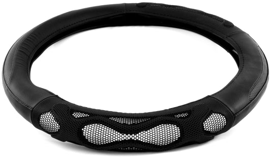 Semi Truck 18" Black/Black Waves Design Anti Slip Grip Steering Wheel Cover