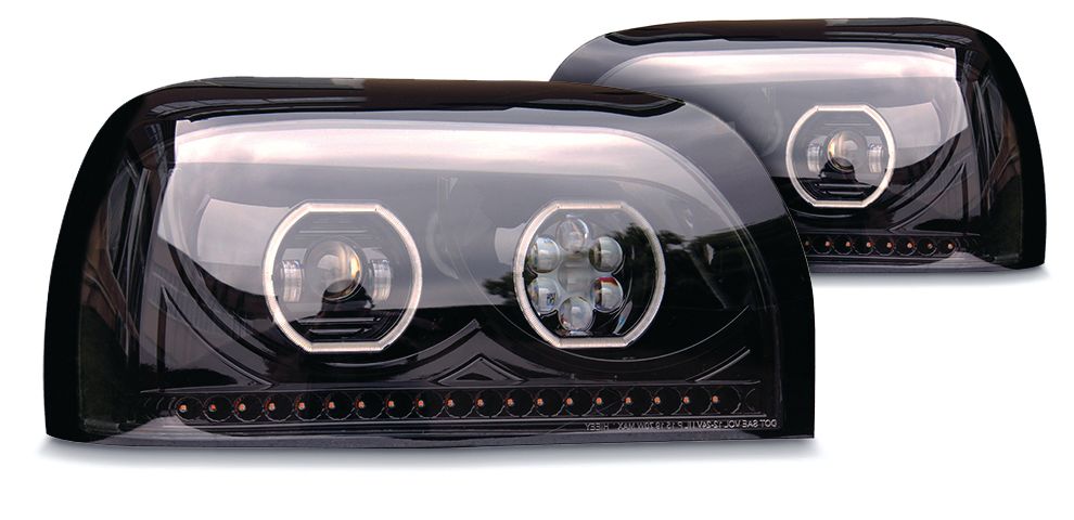 Freightliner Century LED Headlight w/Sequential Turn Signal Black (Driver)