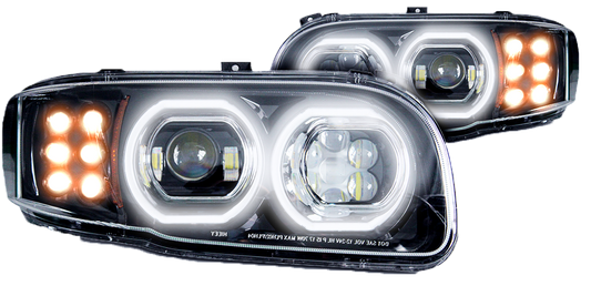 Peterbilt 388/389 LED Headlight w/Halo Black (Driver)